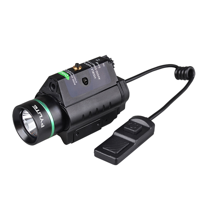 Gun Rail Mount PLG-P35 Tactical LED Flashlight Weapons Light w/ Green Laser