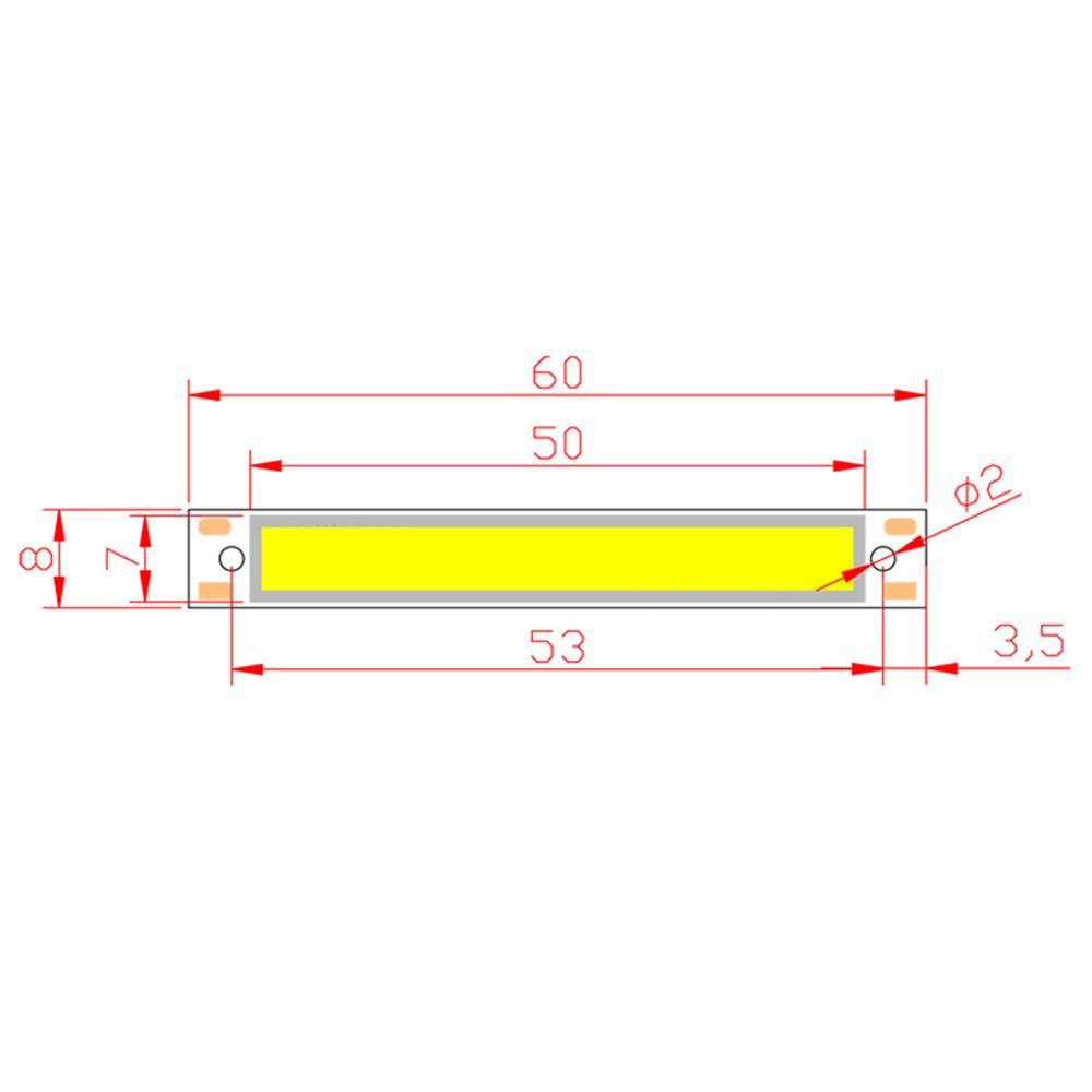 60*8mm COB LED Strip Bar Light 2.36 inch DC3-3.7V 1W/3W