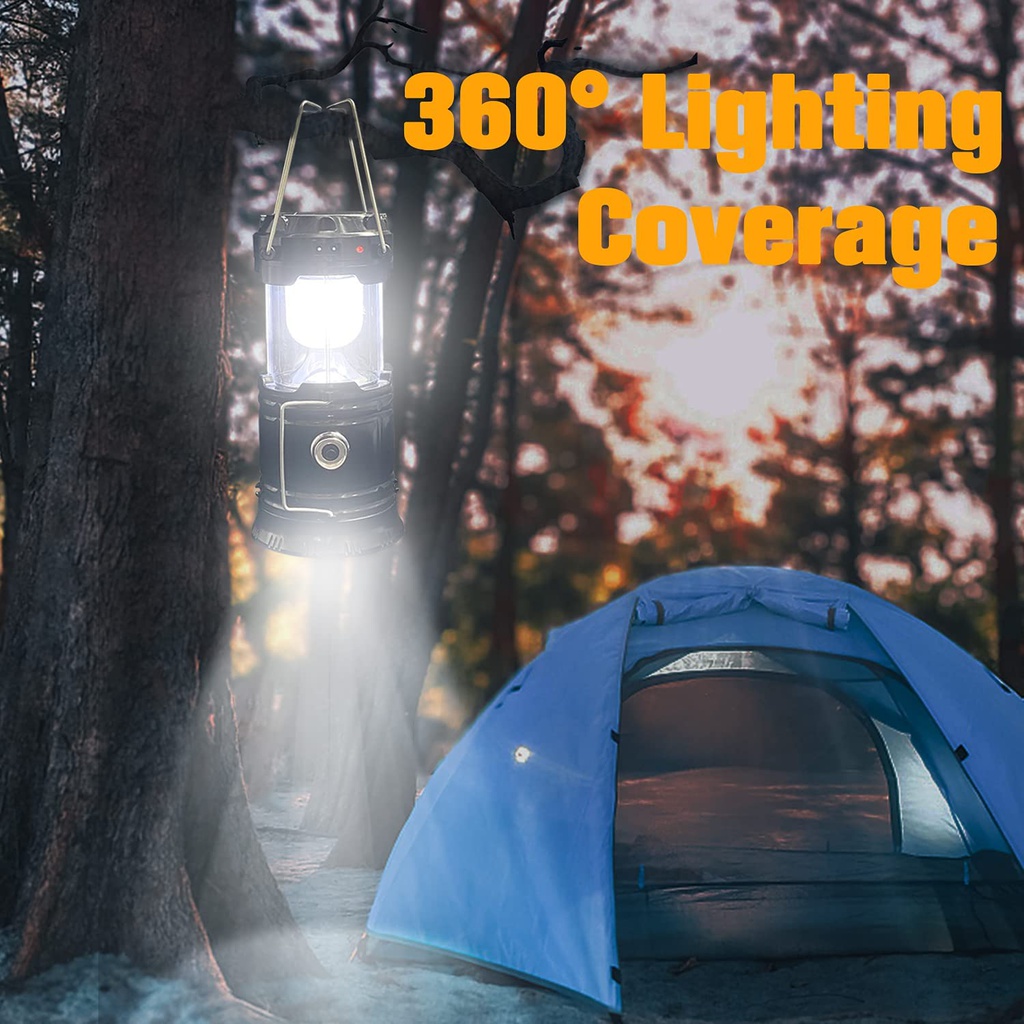 Portable LED Camping Lantern Waterproof Solar USB Rechargeable LED