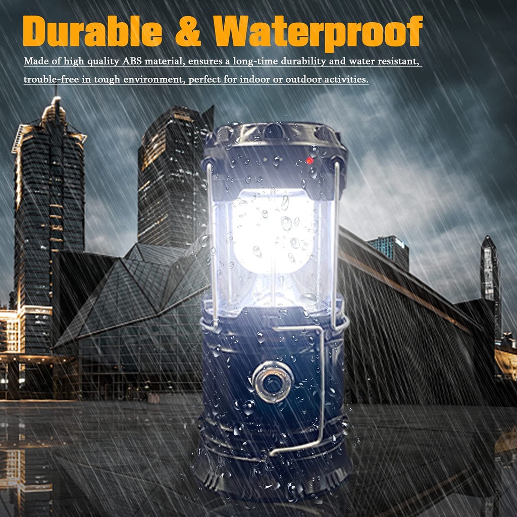 Solar Lantern: Camping Rechargeable LED Outdoor Lamp Flashlight